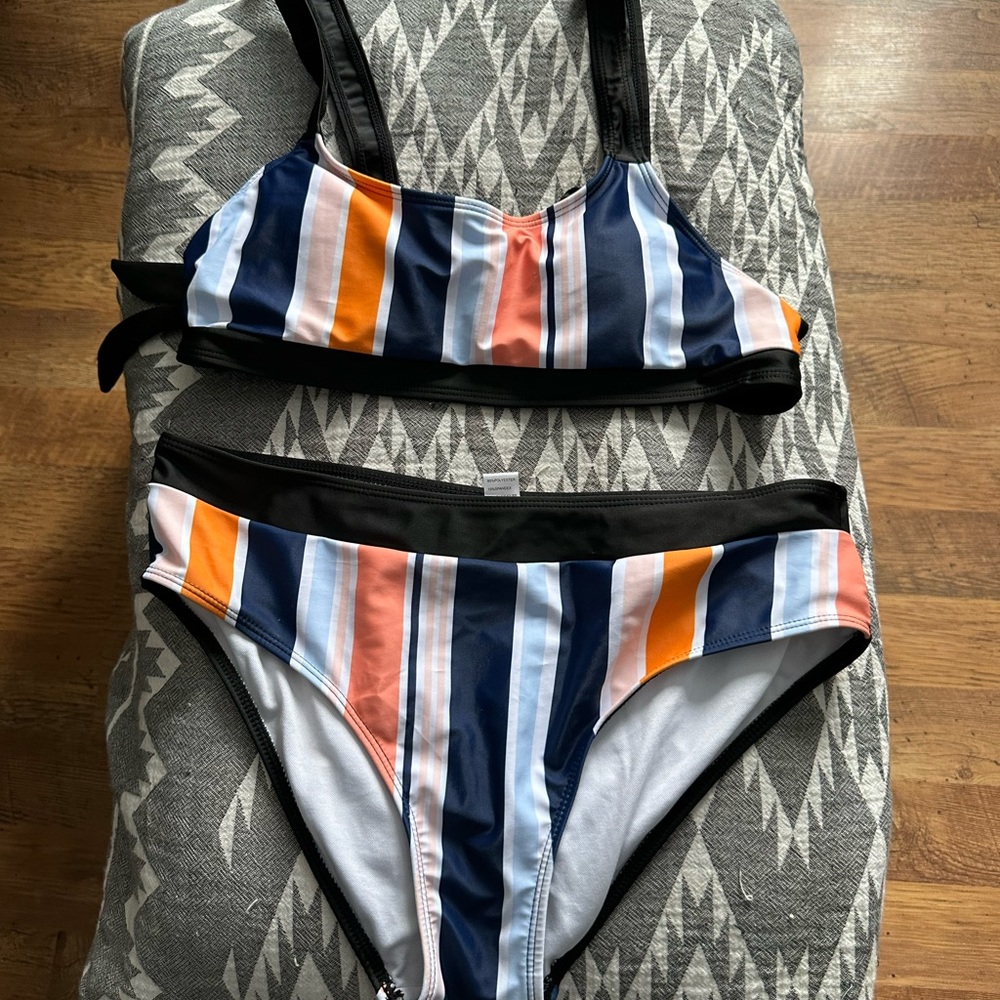 SHEIN Vibrant Striped Bikini Set NWOT